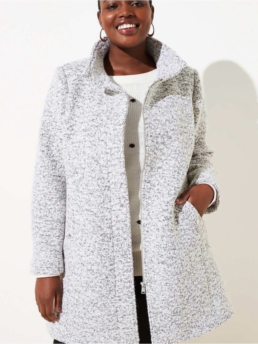 LOFT Boucle Zip Coat